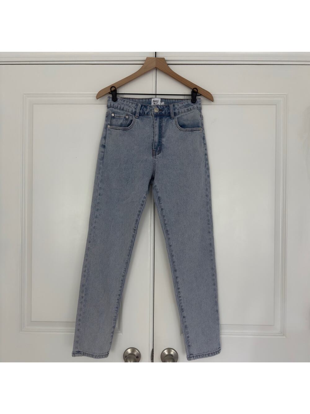 Princess Polly Careline Jeans Light Wash Cotton Spandex Stretch 5-pocket button